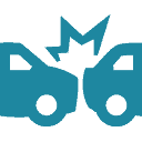 car accident icon blue