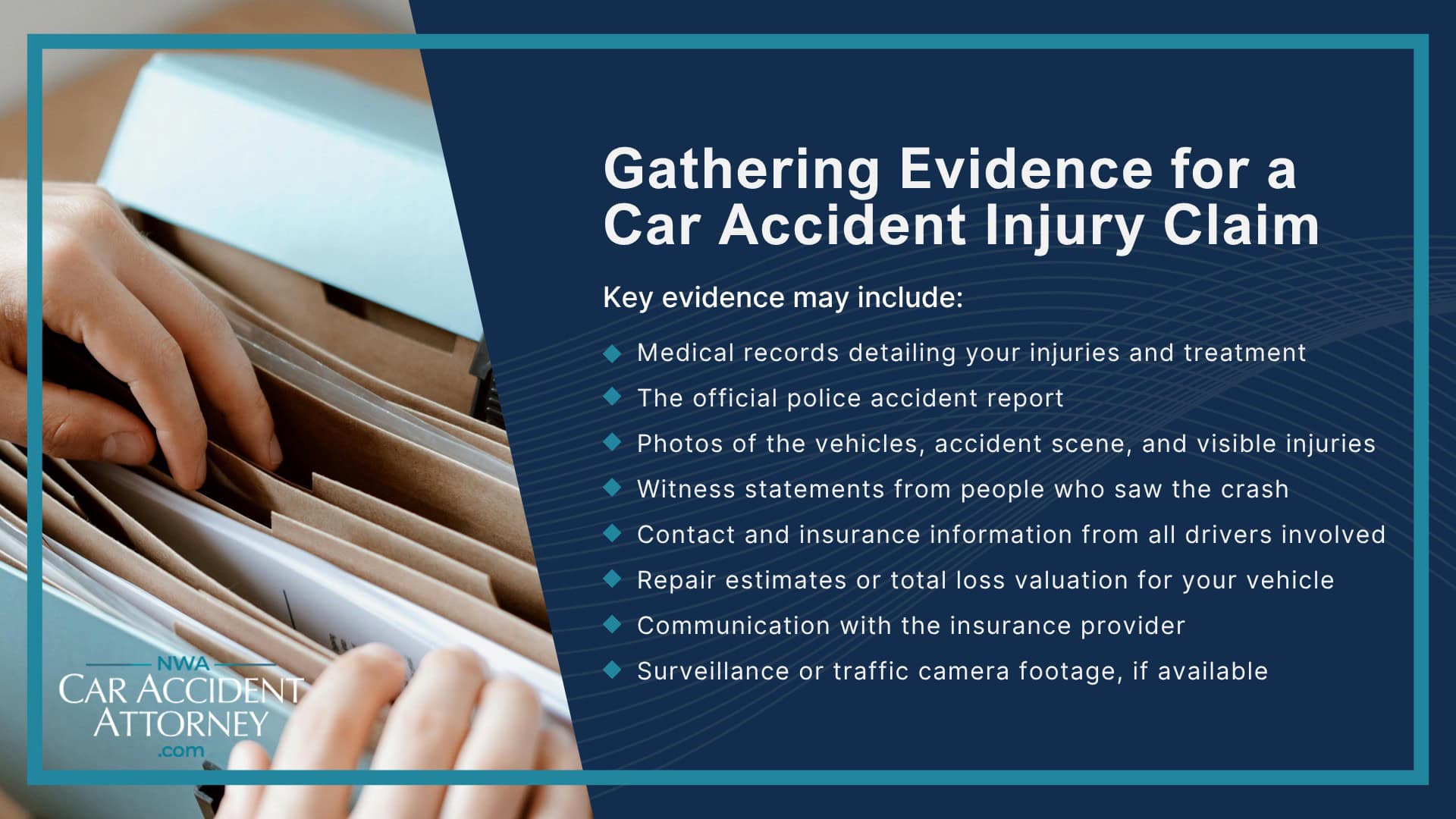 Meet the Attorneys at Our Motor Vehicle Accident Law Firm; Types of Auto Accident Claims Our Law Firm Handles; What To Do After a Motor Vehicle Accident in Arkansas; Gathering Evidence for a Car Accident Injury Claim